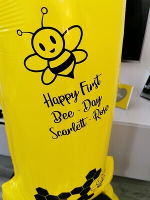 Happy Bee-Day Balloon Stack with Personalised Yellow Number