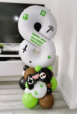 Minecraft & Xbox Balloon Stack with Personalised White Number