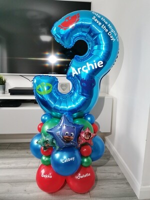 PJ Masks Balloon Stack with Personalised Blue Number PJ Masks Balloon Stack with Personalised Blue Number
