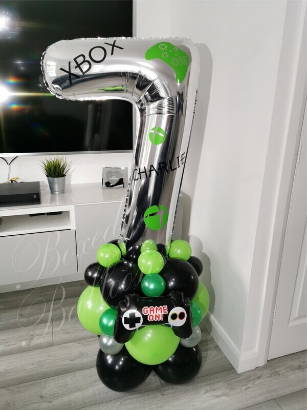 Xbox Gaming Balloon Stack with Personalised Silver Number