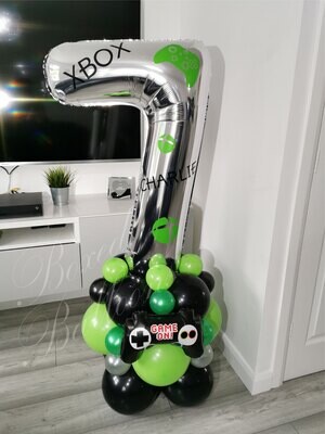 Xbox Gaming Balloon Stack with Personalised Silver Number