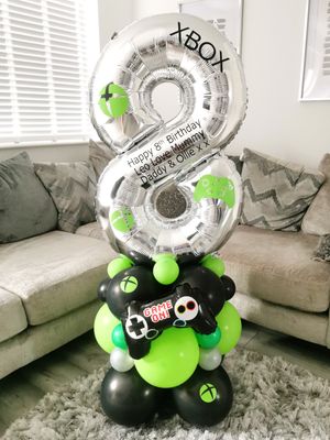 Xbox Gaming Balloon Stack with Personalised Silver Number