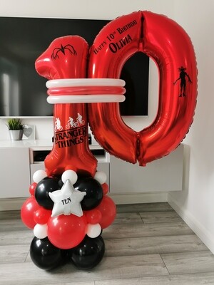Stranger Things Balloon Stack with Personalised Red Number