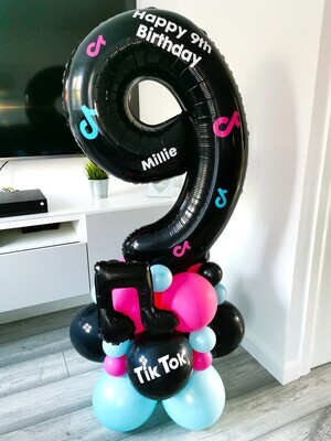 Tik Tok Number Balloon Stack with Personalised Black Number