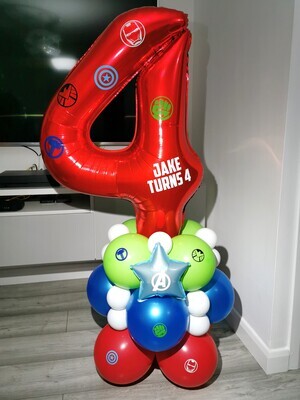​Avengers Assemble Balloon Stack with Personalised Red Number