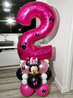 Minnie Mouse Balloon Stack with Personalised Pink Number