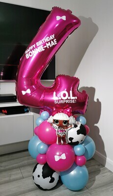 LOL Surprise Diva Balloon Stack with Personalised Pink Number