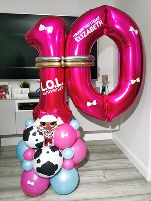 LOL Surprise Diva Balloon Stack with Personalised Pink Number