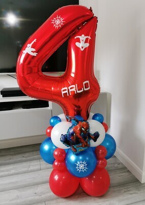 Spiderman Balloon Stack with Personalised Red Number