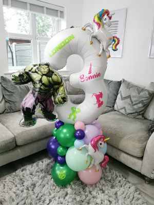 Twins Balloon Stacks with Personalised White Number