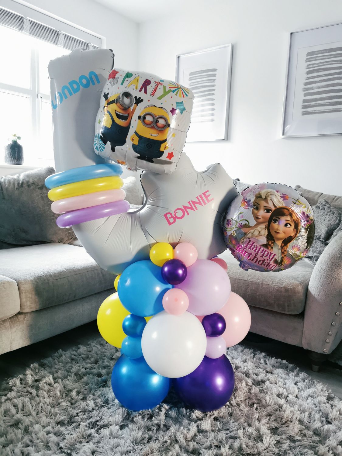 Twins Balloon Stacks with Personalised White Number