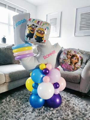 Twins Balloon Stacks with Personalised White Number