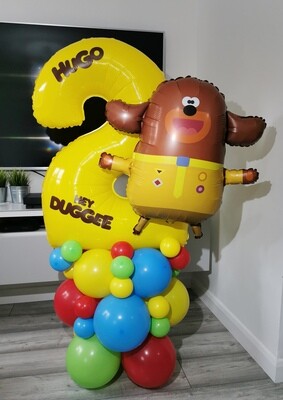 Hey Duggee Balloon Stack with Personalised Yellow Number