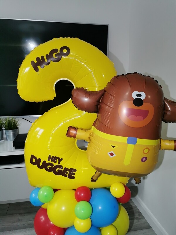 Hey Duggee Balloon Stack with Personalised Yellow Number