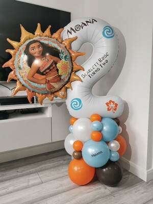 Moana Balloon Stack with Personalised White Number