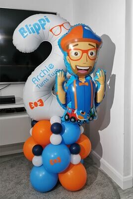Blippi Balloon Stack with Personalised White Number