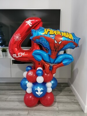 Spiderman Jumbo Shape Balloon Stack with Personalised Red Number