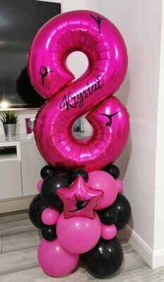 Gymnastics Balloon Stack with Personalised Pink Number