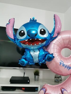 Lilo &amp; Stitch Balloon Stack with Personalised Pink Number