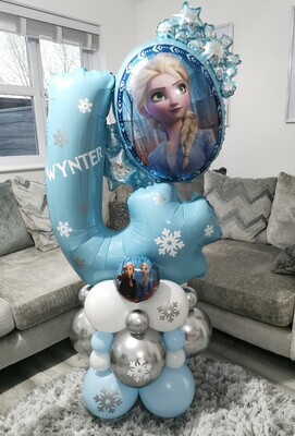 Frozen Balloon Stack with Personalised Pink Or Blue Number