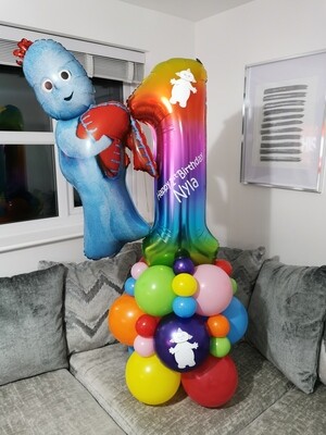 In The Night Garden Balloon Stack with Personalised Rainbow Number