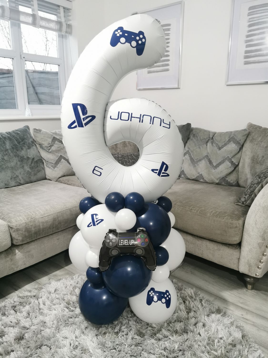 PlayStation Gaming Balloon Stack with Personalised White Number
