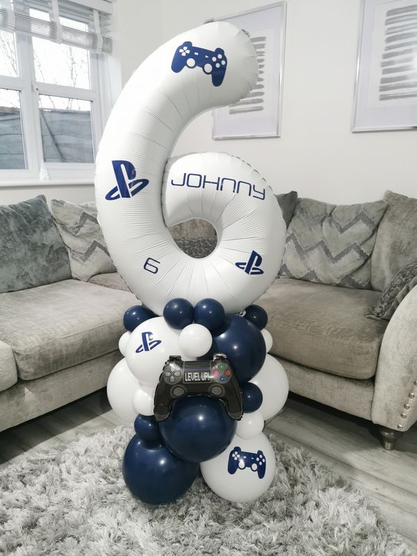 PlayStation Gaming Balloon Stack with Personalised White Number