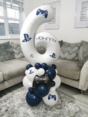 PlayStation Gaming Balloon Stack with Personalised White Number