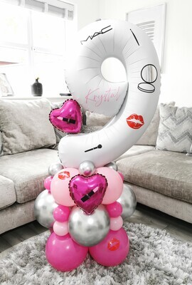 Cosmetic Balloon Stack with Personalised White Number