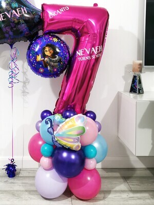 Disney Encanto Balloon Stack with Personalised Pink Number