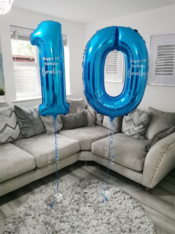 Personalised Blue 34" Helium Number Balloon