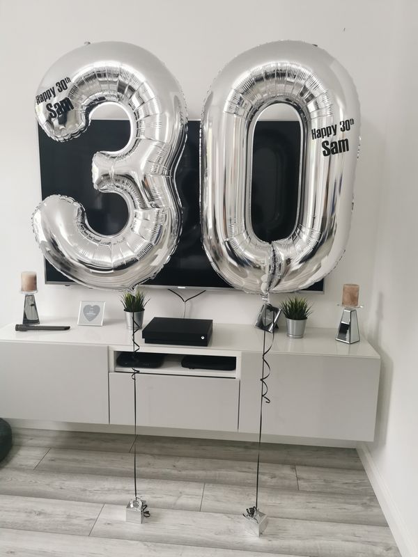 Personalised Silver 34" Helium Number Balloon