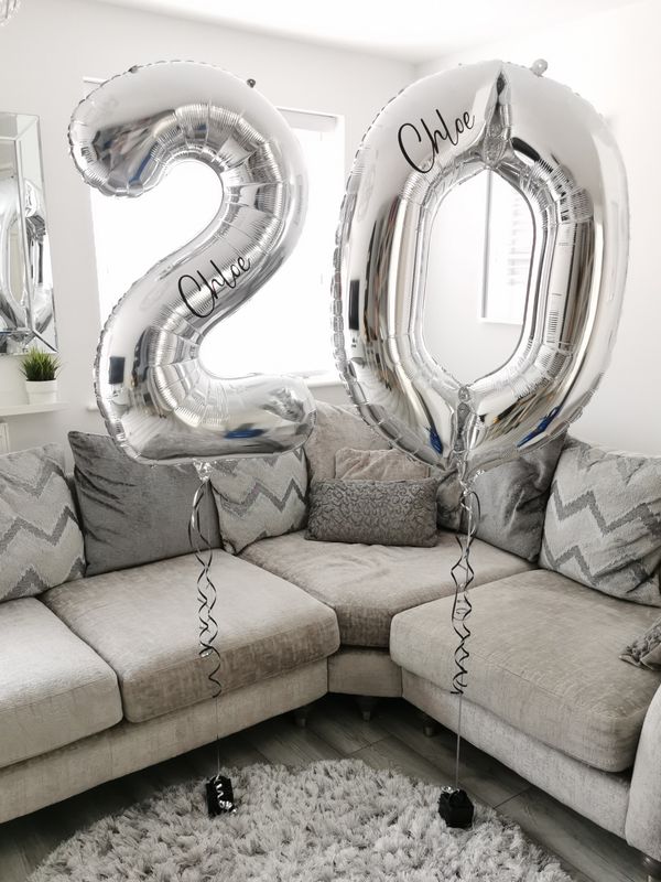 Personalised Silver 34" Helium Number Balloon