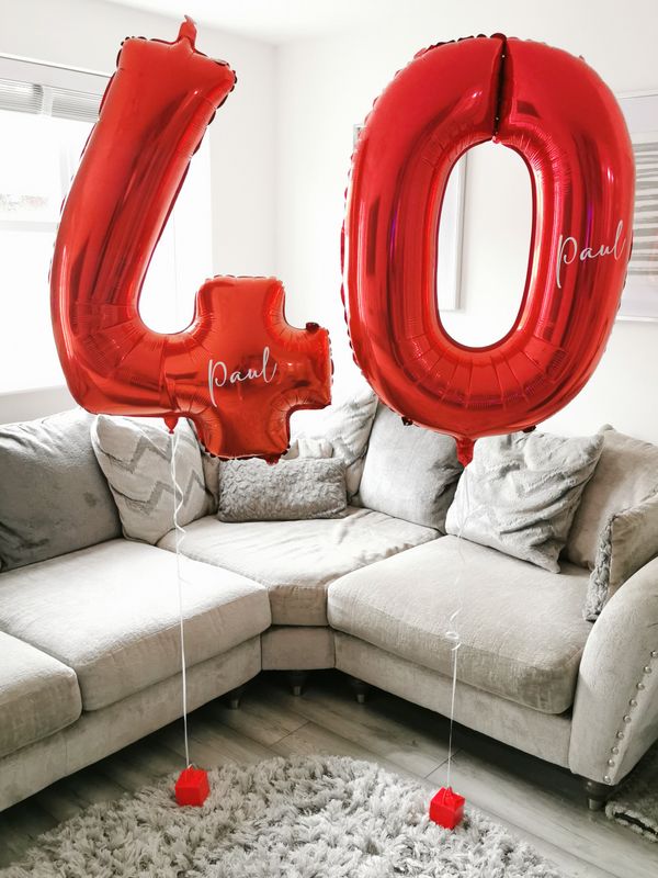 Personalised Red 34" Helium Number Balloon