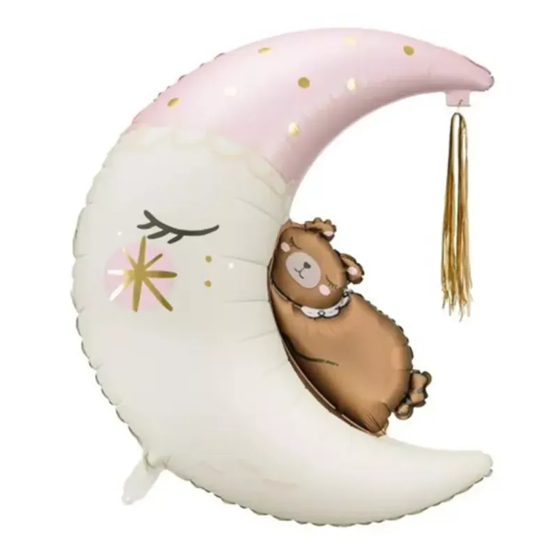 Giant Sleepy Teddy Bear &amp; Moon Helium Balloon – Inflated Delivery in Tyldesley &amp; Manchester