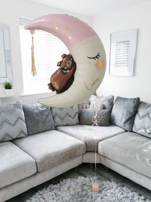 Giant Sleepy Teddy Bear &amp; Moon Helium Balloon – Inflated Delivery in Tyldesley &amp; Manchester
