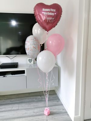 Personalised Rose Gold 2 Foil &amp; 4 Latex Balloon Cluster