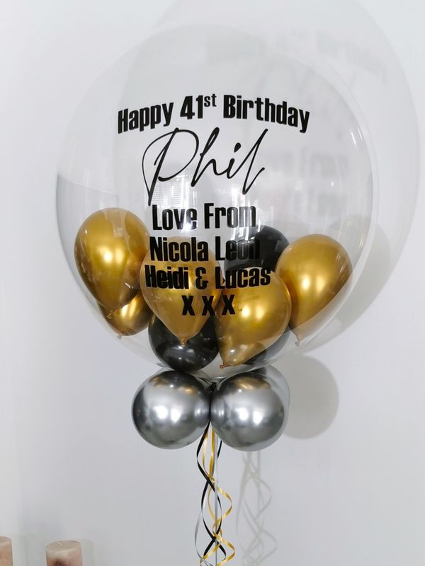 Black, Silver And Gold Bubble Balloon