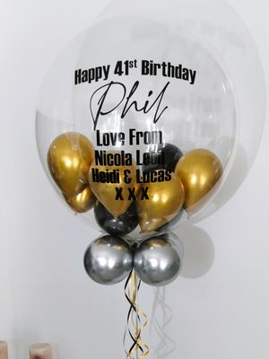Black, Silver And Gold Bubble Balloon