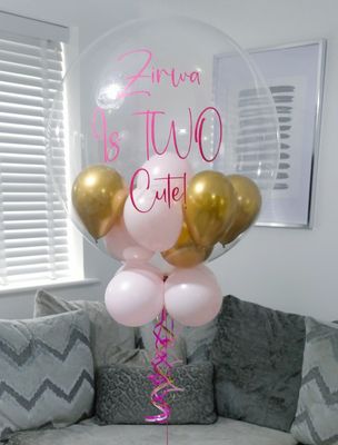 Gold And Pastel Pink Bubble Balloon