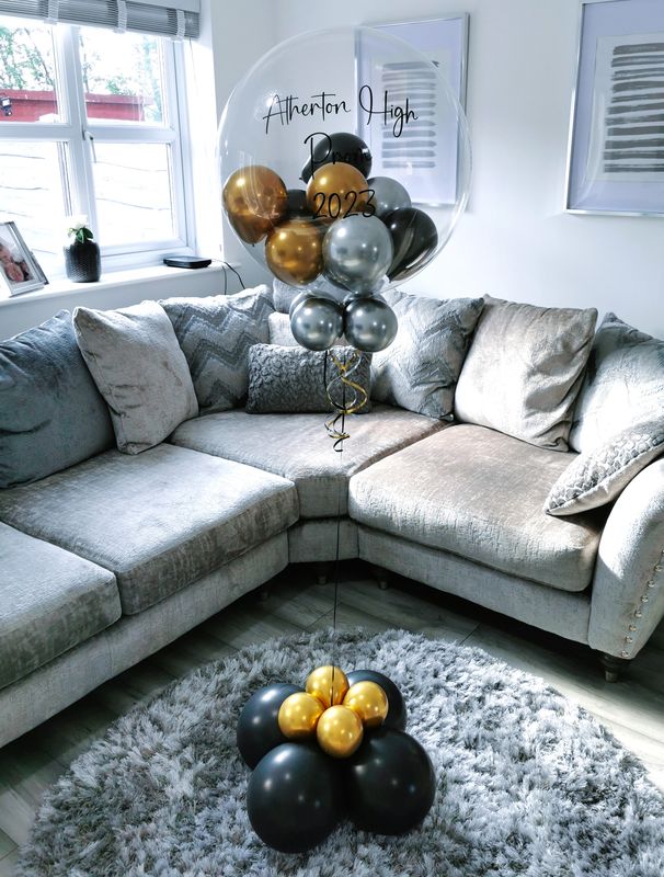 Black, Gold &amp; Silver Bubble Balloon