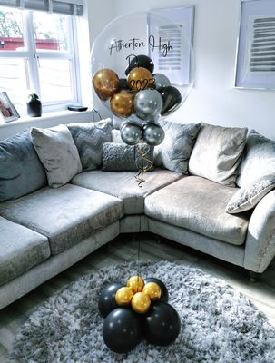 Black, Gold &amp; Silver Bubble Balloon