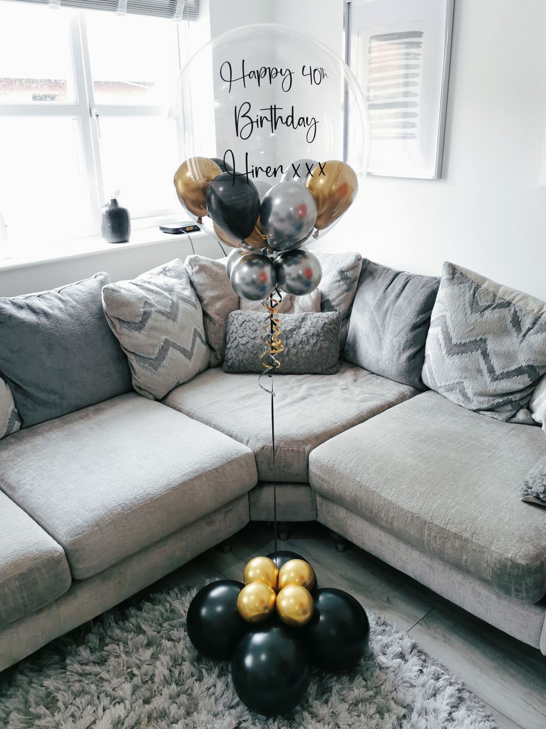 Black, Gold &amp; Silver Bubble Balloon