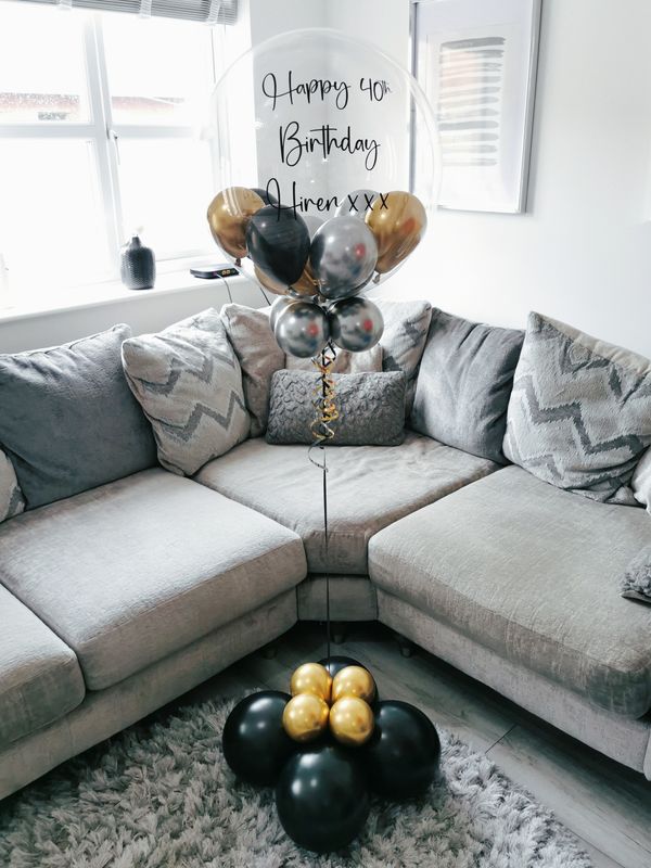 Black, Gold &amp; Silver Bubble Balloon