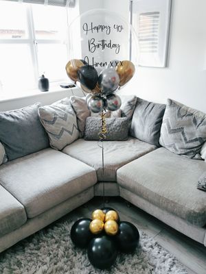 Black, Gold &amp; Silver Bubble Balloon
