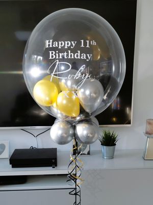 Metallic Gold, Black And Silver Bubble Balloon