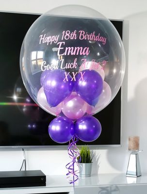 Metallic Purple And Satin Pink Bubble Balloon