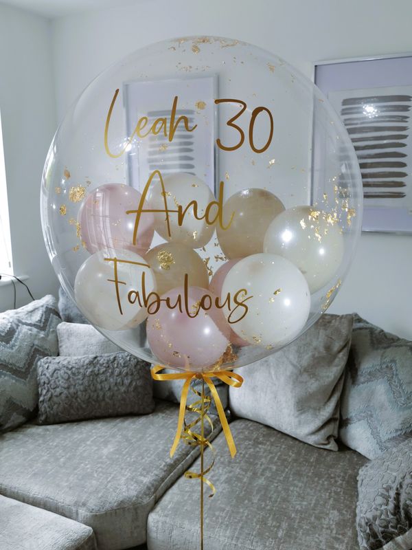 Gold And Nude Foil Leaf Flake Bubble Balloon