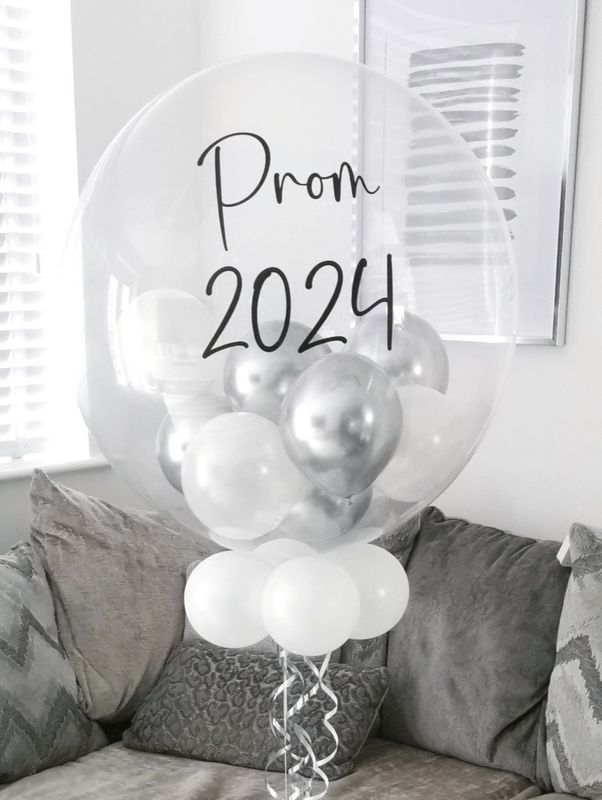 Chrome Silver And White Bubble Balloon