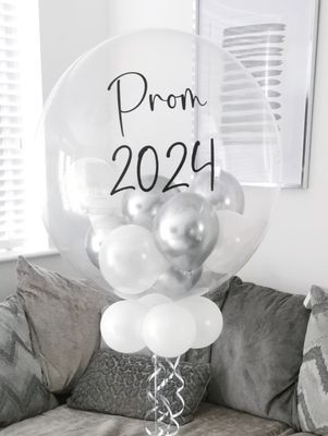 Chrome Silver And White Bubble Balloon
